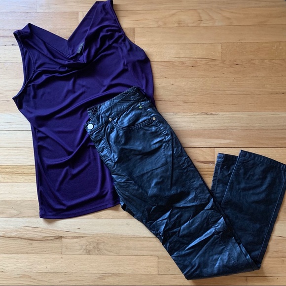 The Limited Purple Cowl Sleeveless Neck Top - Lg - Picture 4 of 8